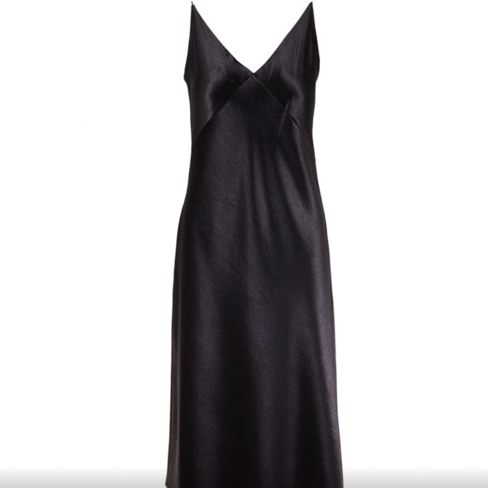 Vince Black Satin Bias Maxi Dress